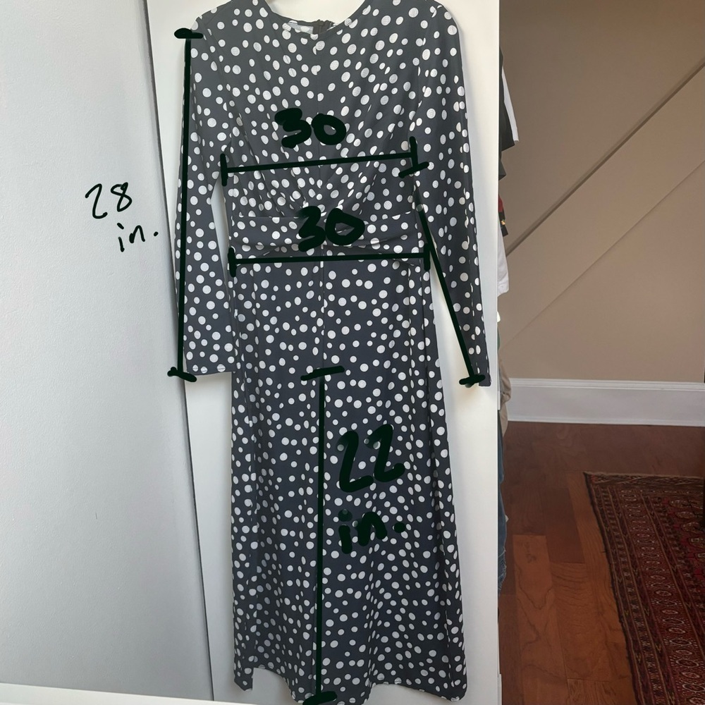 BOOHOO navy polka dot front tie long sleeve jumpsuit - Picture 2 of 7